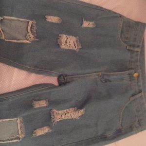 Distressed boyfriend jeans